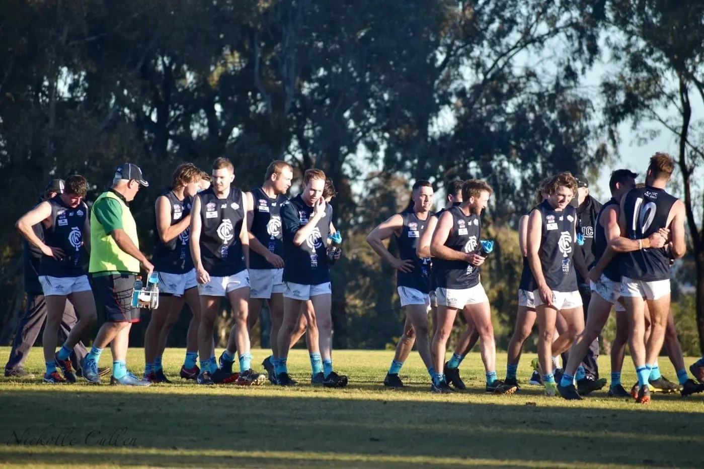 The Blues after an upset win.