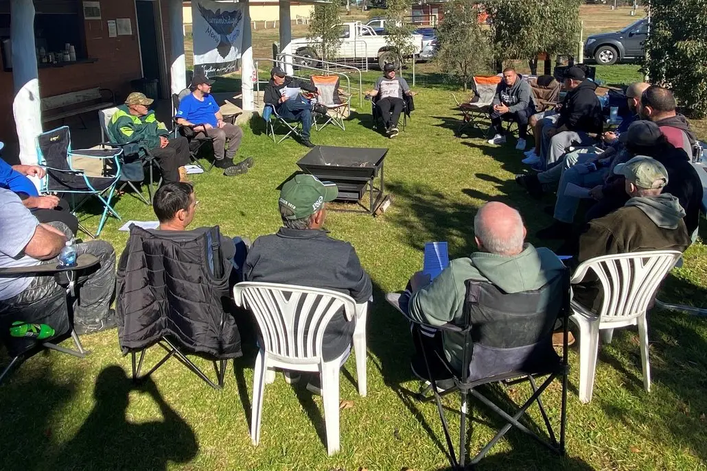A large number of men took advantage of the chance for a catch-up and a yarn.