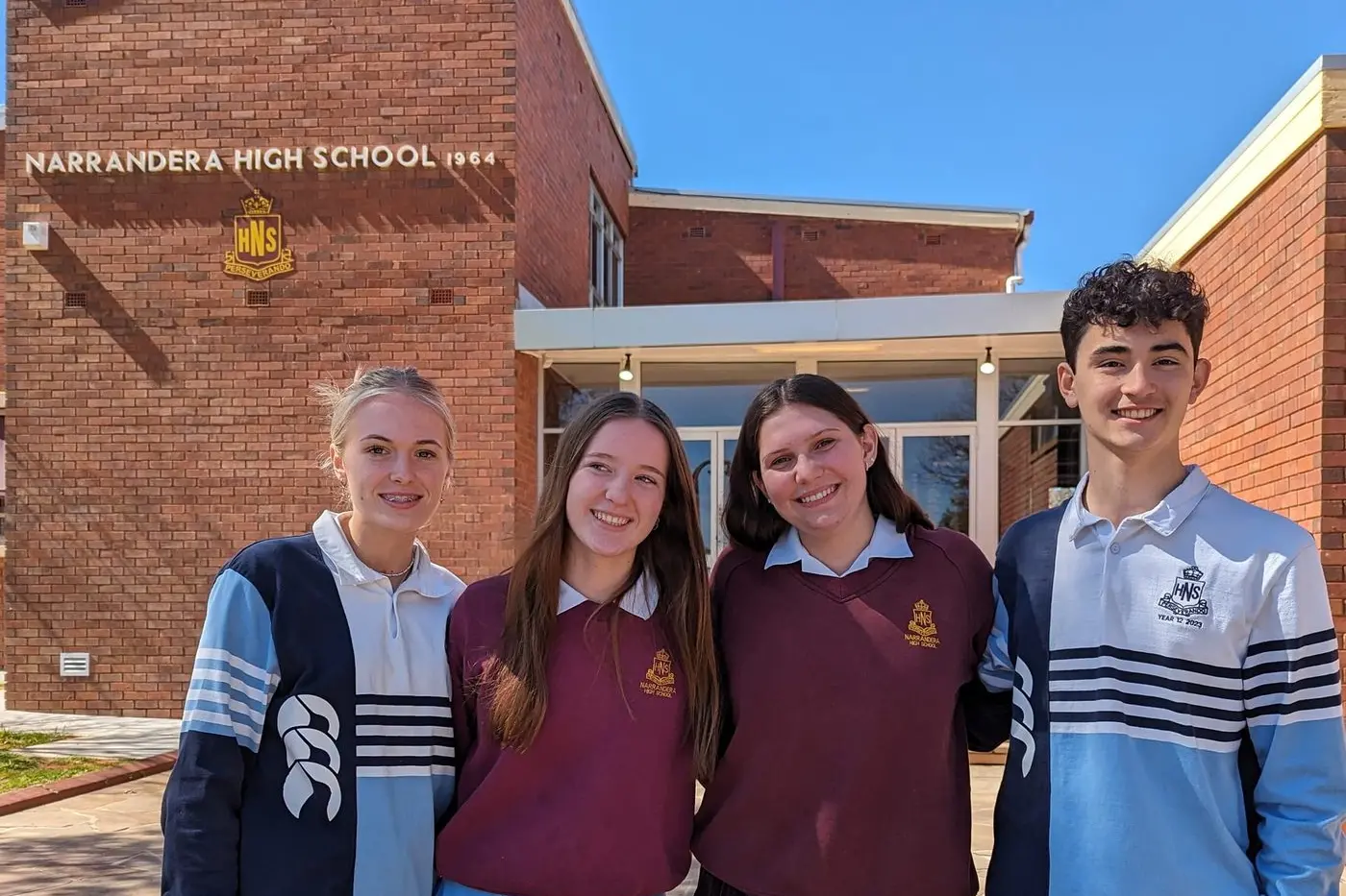 NHS 2023 captains Jasmin and Camilo with 2024 Captains Madeline and Tahlia.