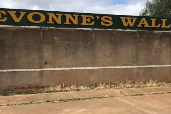 Evonne Goolagong-Cawley wall at the Barella Tennis Courts.