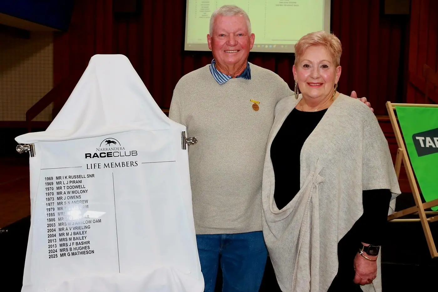 <p>Graeme and Therese Mathieson pictured at the Narrandera Cup Calcutta on Saturday night at the Narrandera Ex-servicemen\\'s Club.</p>\\n