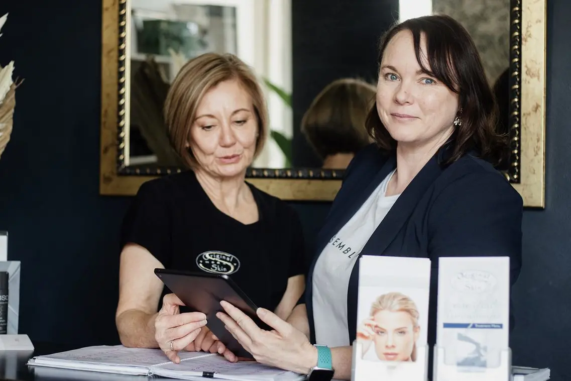Narrandera\\u2019s Lee Longmire, right, has used the skills she learned at TAFE NSW to help launch a new business.