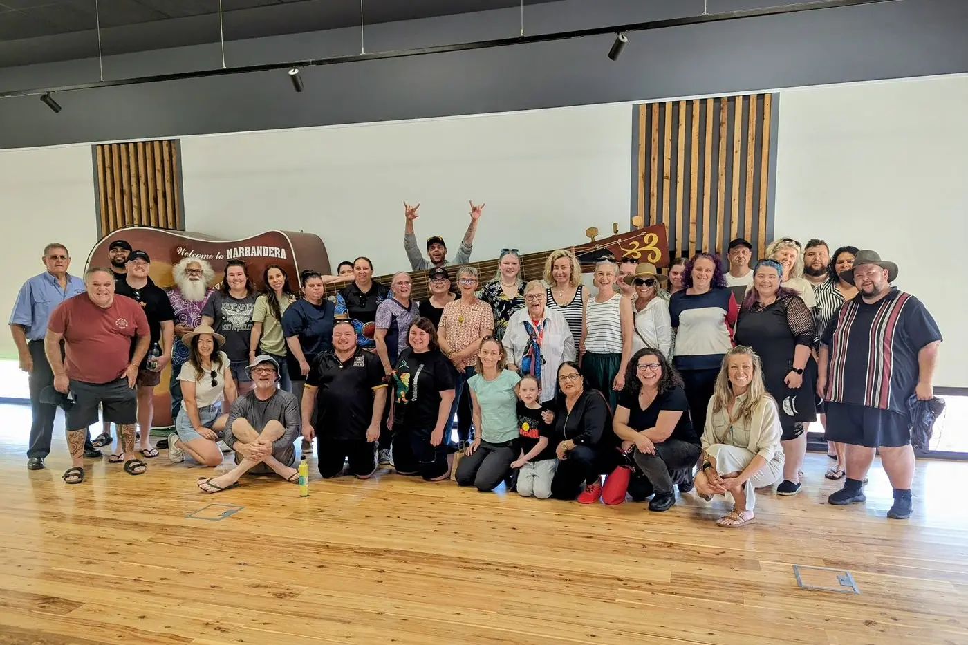  This Charles Sturt University contingent were among the first to see the interior of the new Destination and Discovery Hub in Marie Bashir Park at Narrandera.