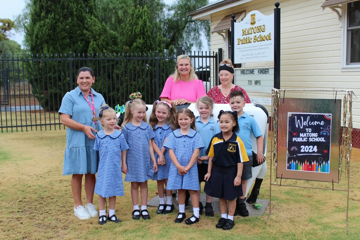 Matong Public School Kinder students are: Molly McManus, Lucy Jessup, Dakota Bensch, Georgia Gawne, Isla Turner, Phoenix Bourke and Mani Misiloi.