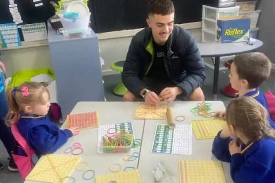 Narrandera High School Work Experience students, from left, Wes Bamblett; Mikalie Vearing, Ruby Hewitt, Charlie Ireland and Zoe Hutchison