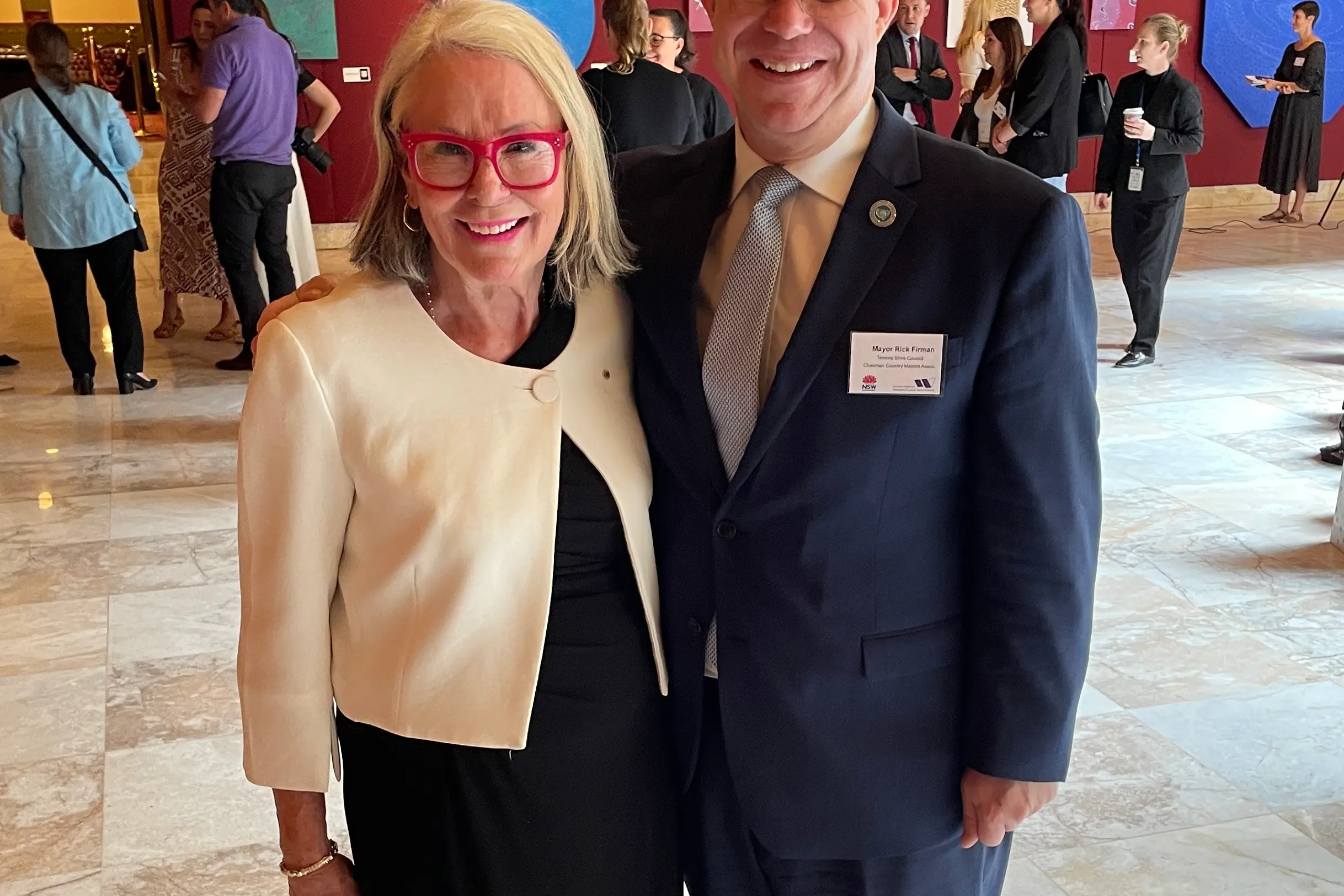 <p>Mayor Phyllis Miller OAM and mayor Rick Firman OAM at the presentation.</p>\\n