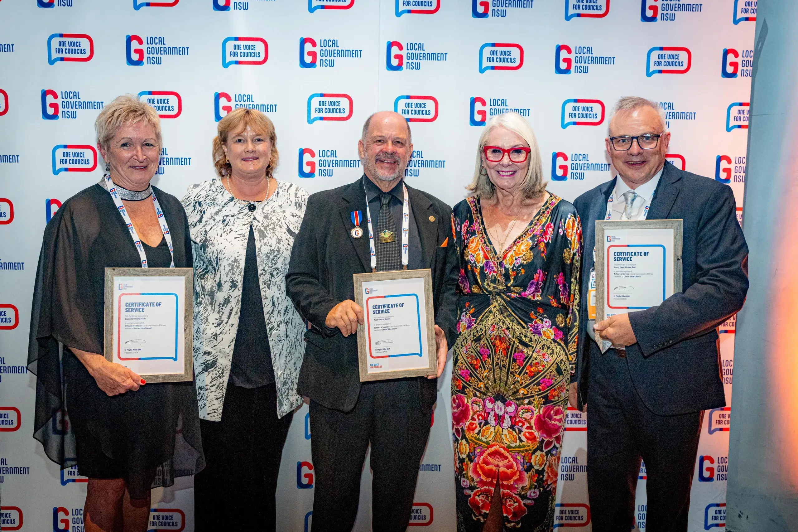 <p>Cr Tracey Morris, Jackie Kruger, Cr George Weston, Phyllis Miller OAM and Cr Michael Kidd.</p>\\n