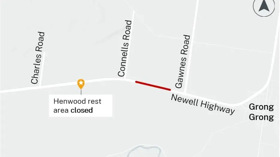Changed traffic conditions on Newell Highway at Grong Grong