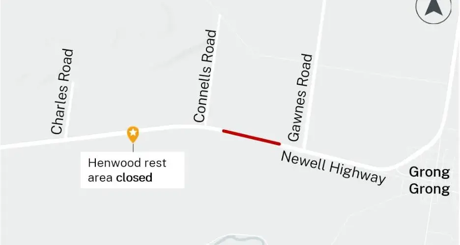 Changed traffic conditions on Newell Highway at Grong Grong