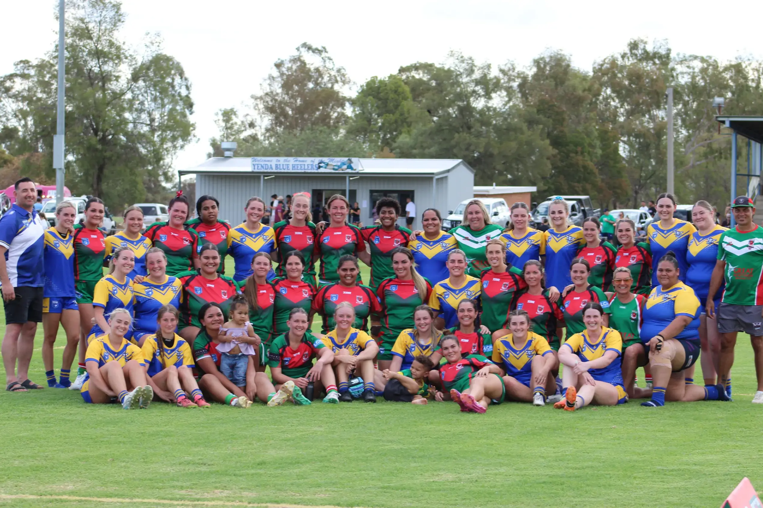 <p>Players from both teams pose for a photo after the match.  PHOTO: Tallon Smith</p>\\n