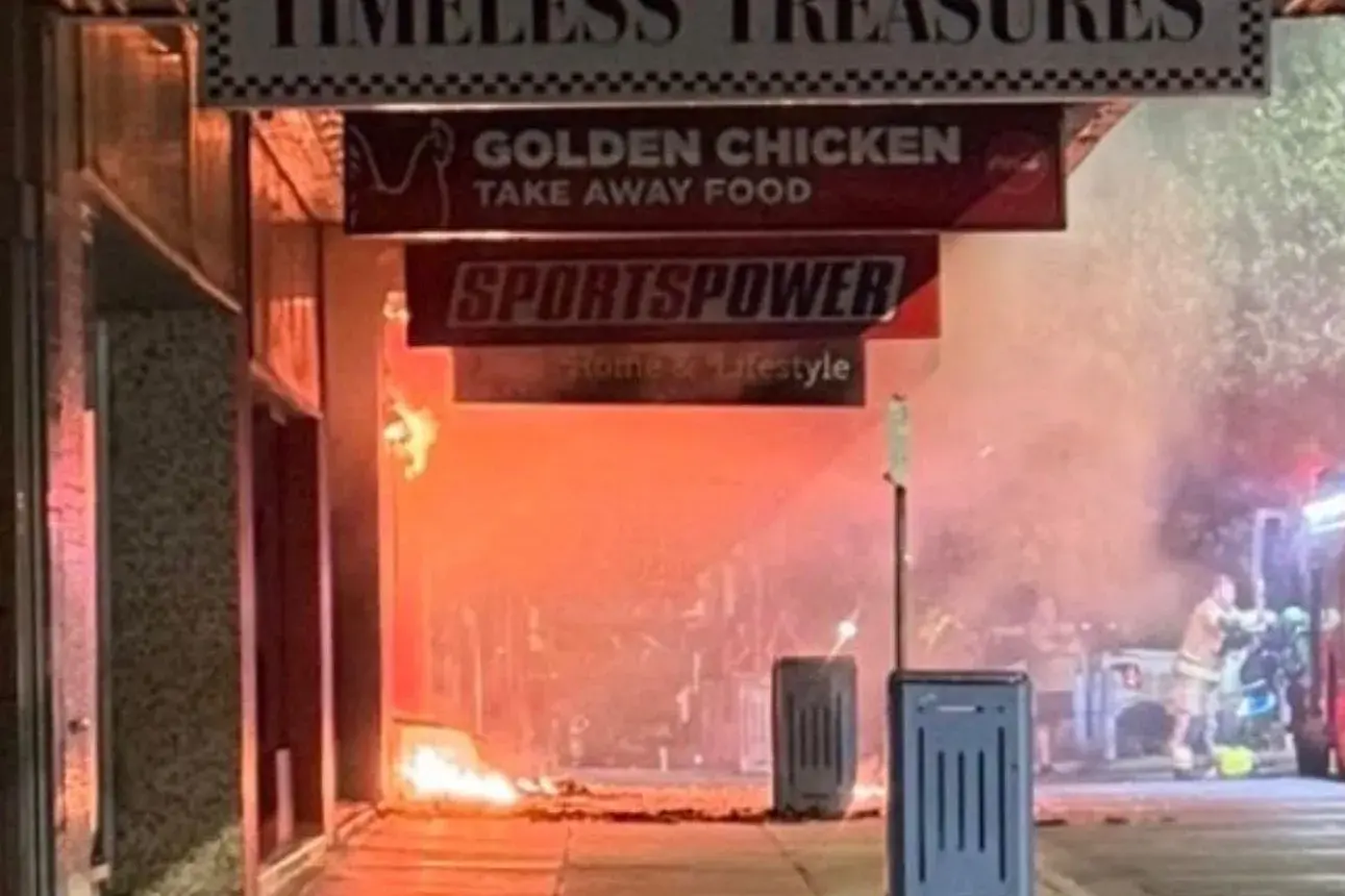 <p>A fire at a Leeton tobacconist last week.</p>\\n