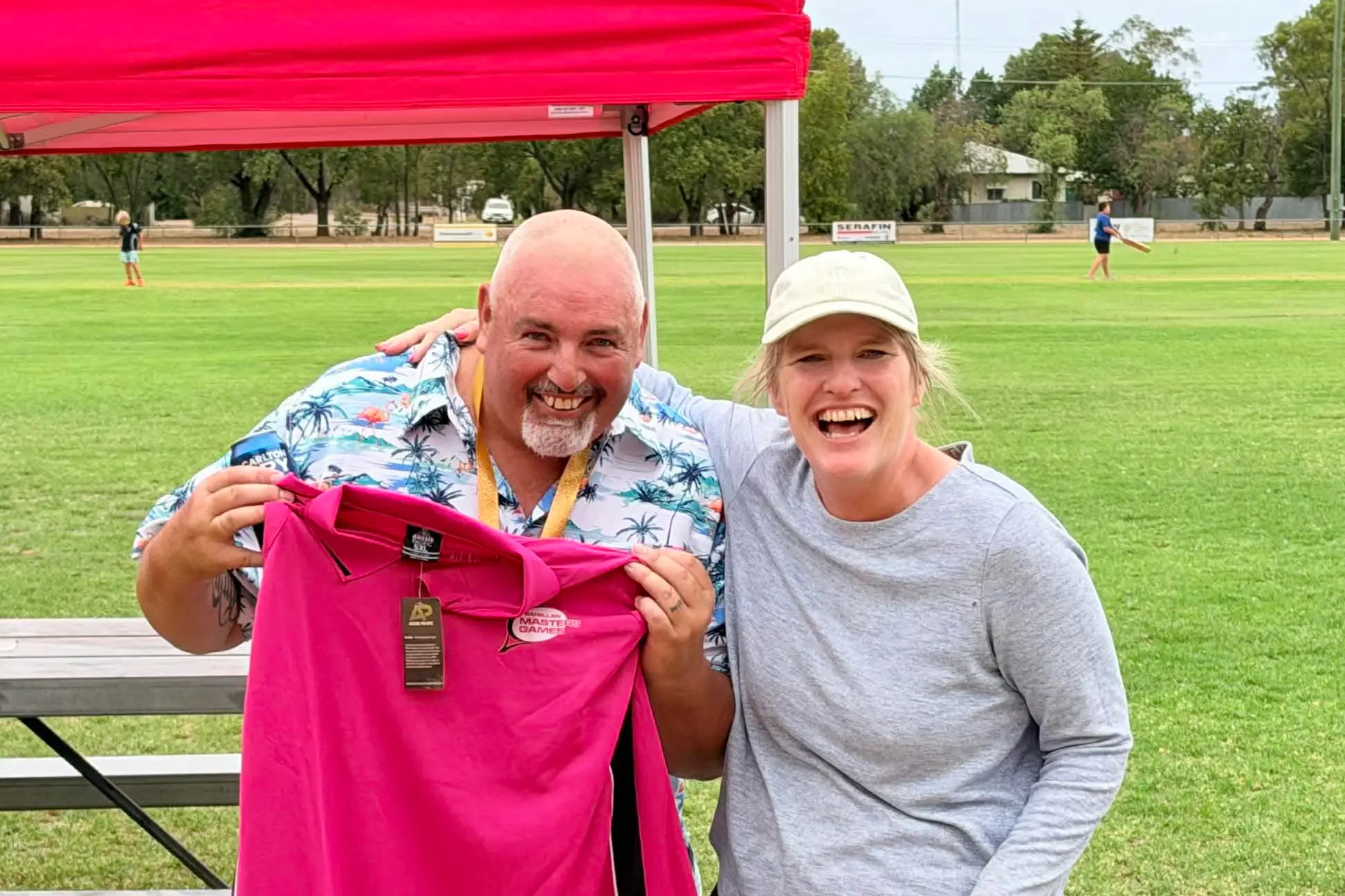 <p>Louise Hornery presented an award to Peter Taprell on behalf of the Barellan Masters Games. </p>\\n