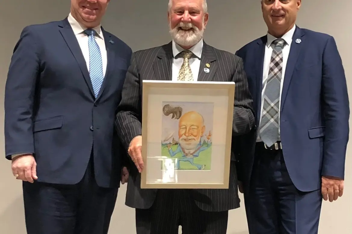 <p>Rick Firman OAM, with Ken Keith OAM, and Jamie Chaffey MP.</p>\\n
