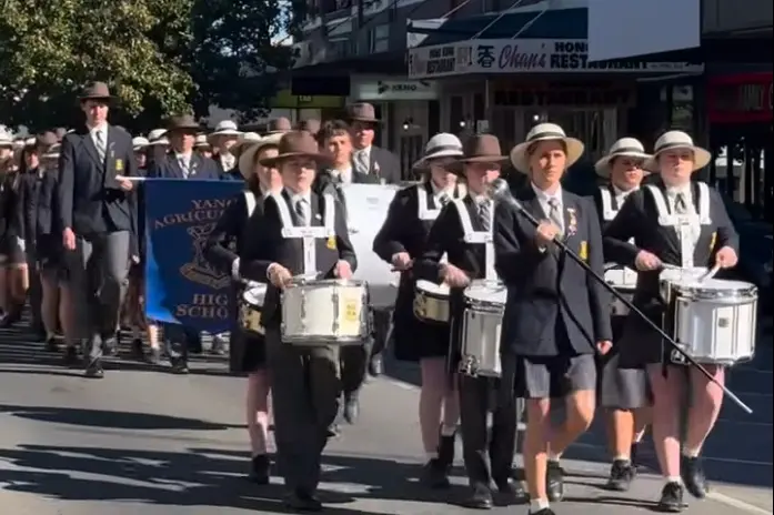 <p>STRONG NUMBERS: Yanco Agricultural High School students led the march at Narrandera.</p>\\n
