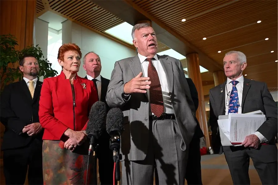 <p>Incoming One Nation MP David Farley fronted a robust press conference in Canberra. PHOTO: Lukas Coch/AAP PHOTOS</p>\\n