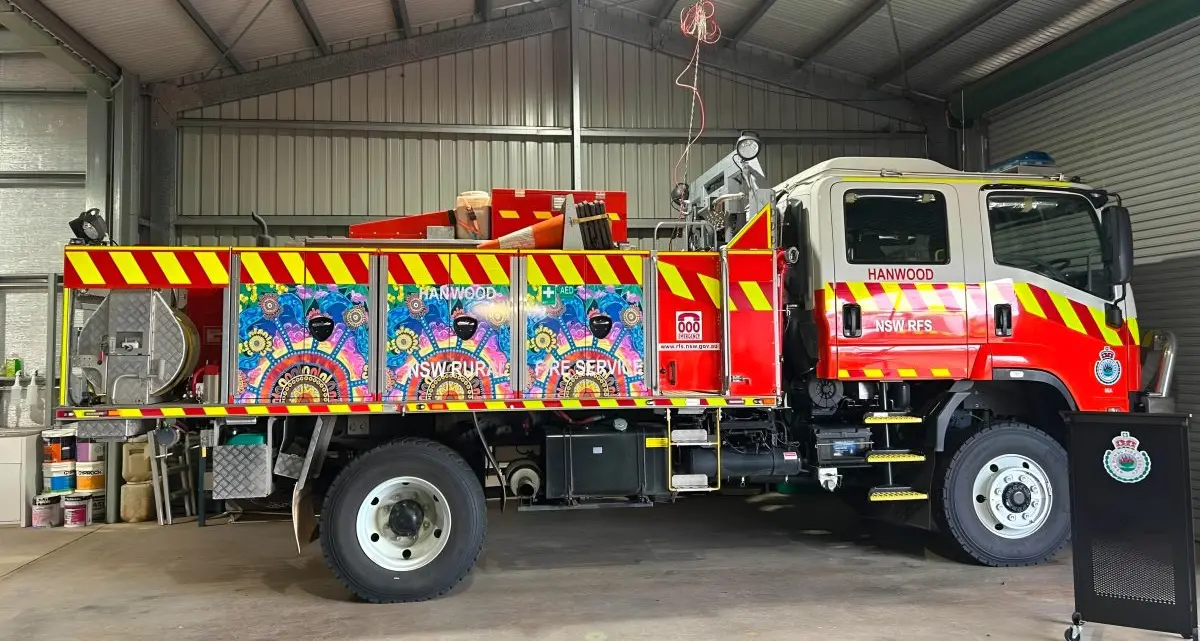 Hanwood firefighting tanker unveiled with Aboriginal artwork