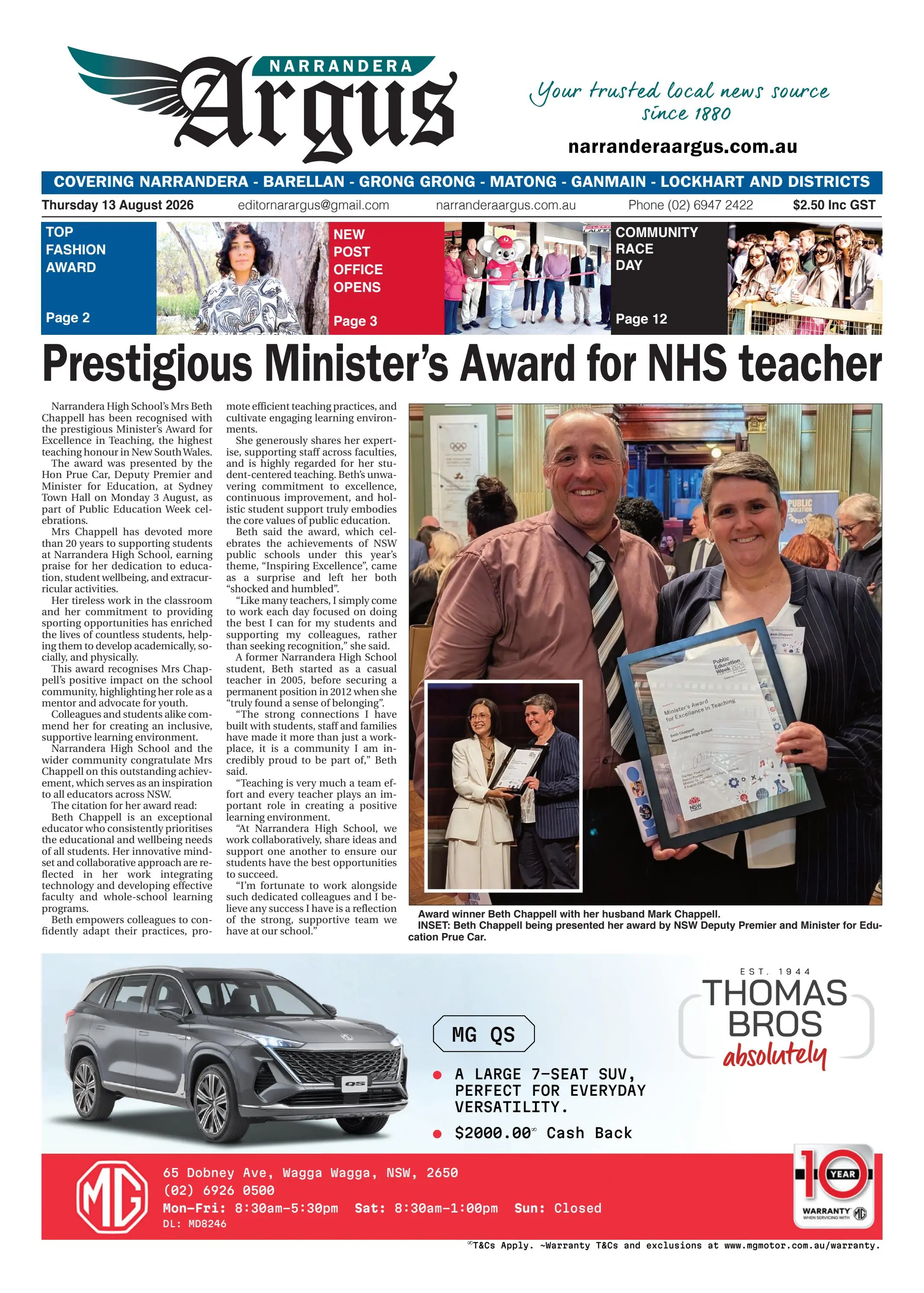 Narrandera Argus, Thursday, August 13, 2026