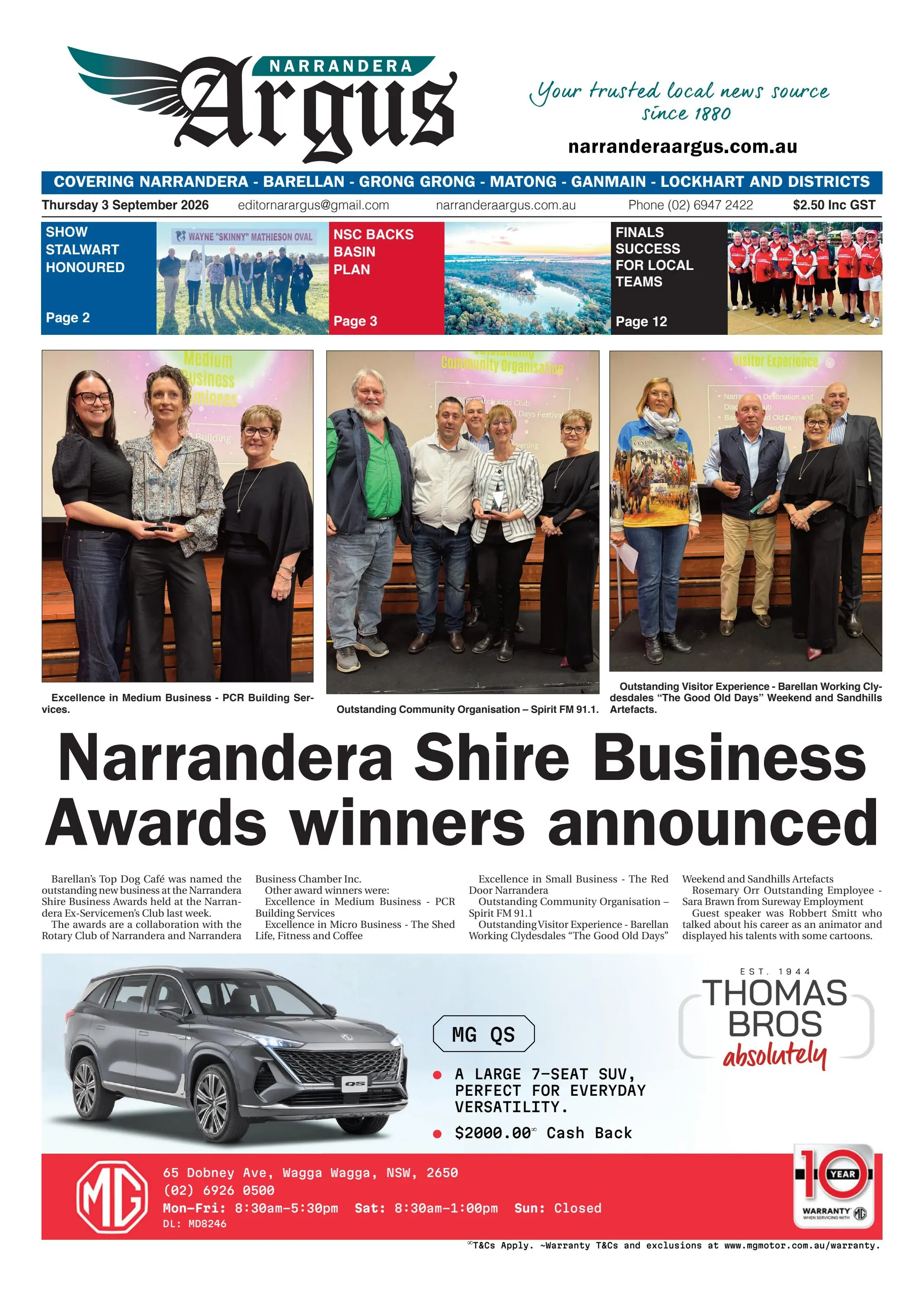 Narrandera Argus, Thursday, 3 September, 2026