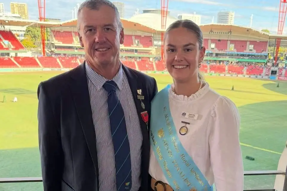<p>Stephen pictured with his daughter, Daneka Hatty, the 2025 Ganmain Young Woman.</p>\\n