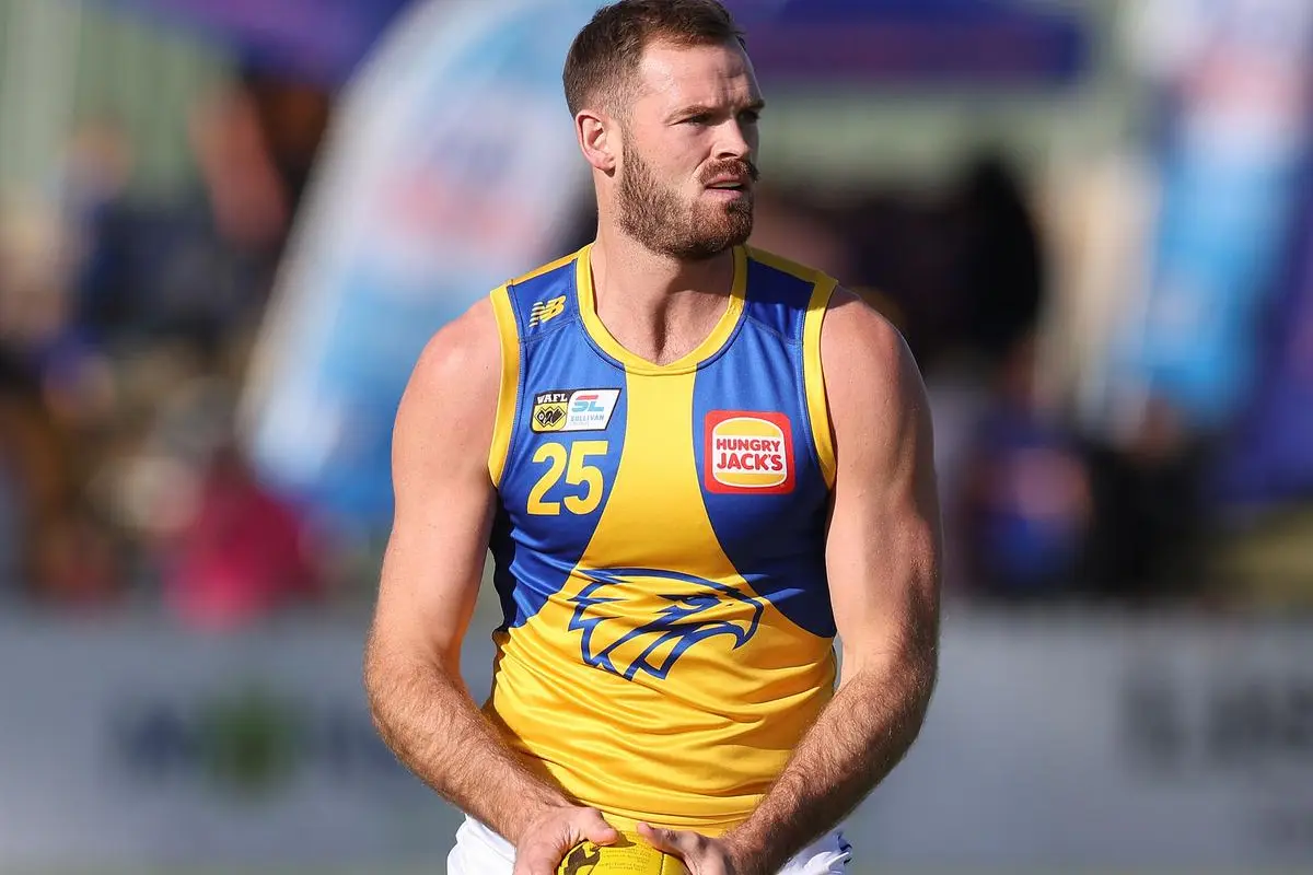 WAFL. West Coast Eagles v Swan Districts at Steel Blue Oval in Bassendean. Pictured - Matt Flynn of West Coast.