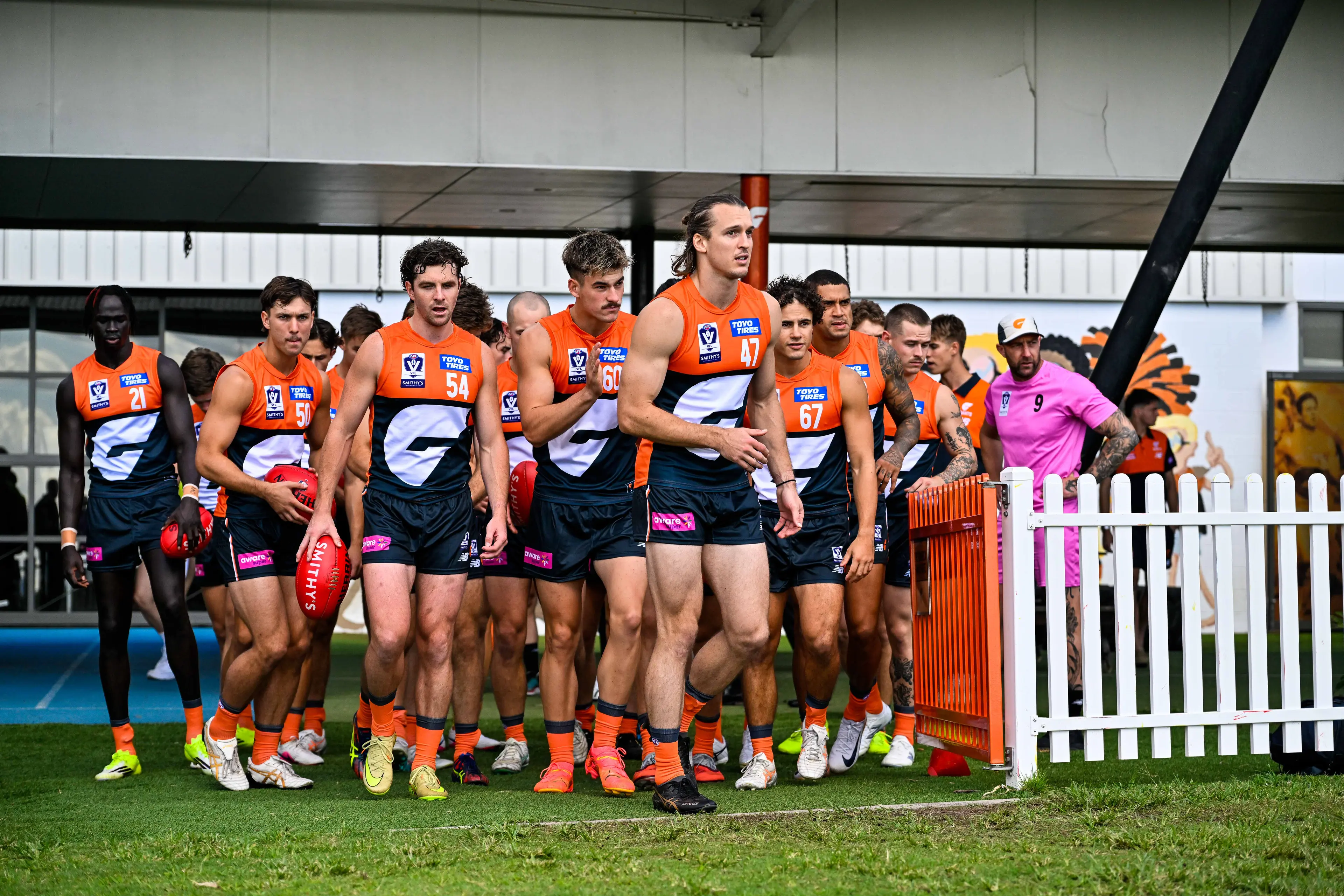 <p>The GWS Giants pictured at the Narrandera Sportsground earlier this year.</p>\\n