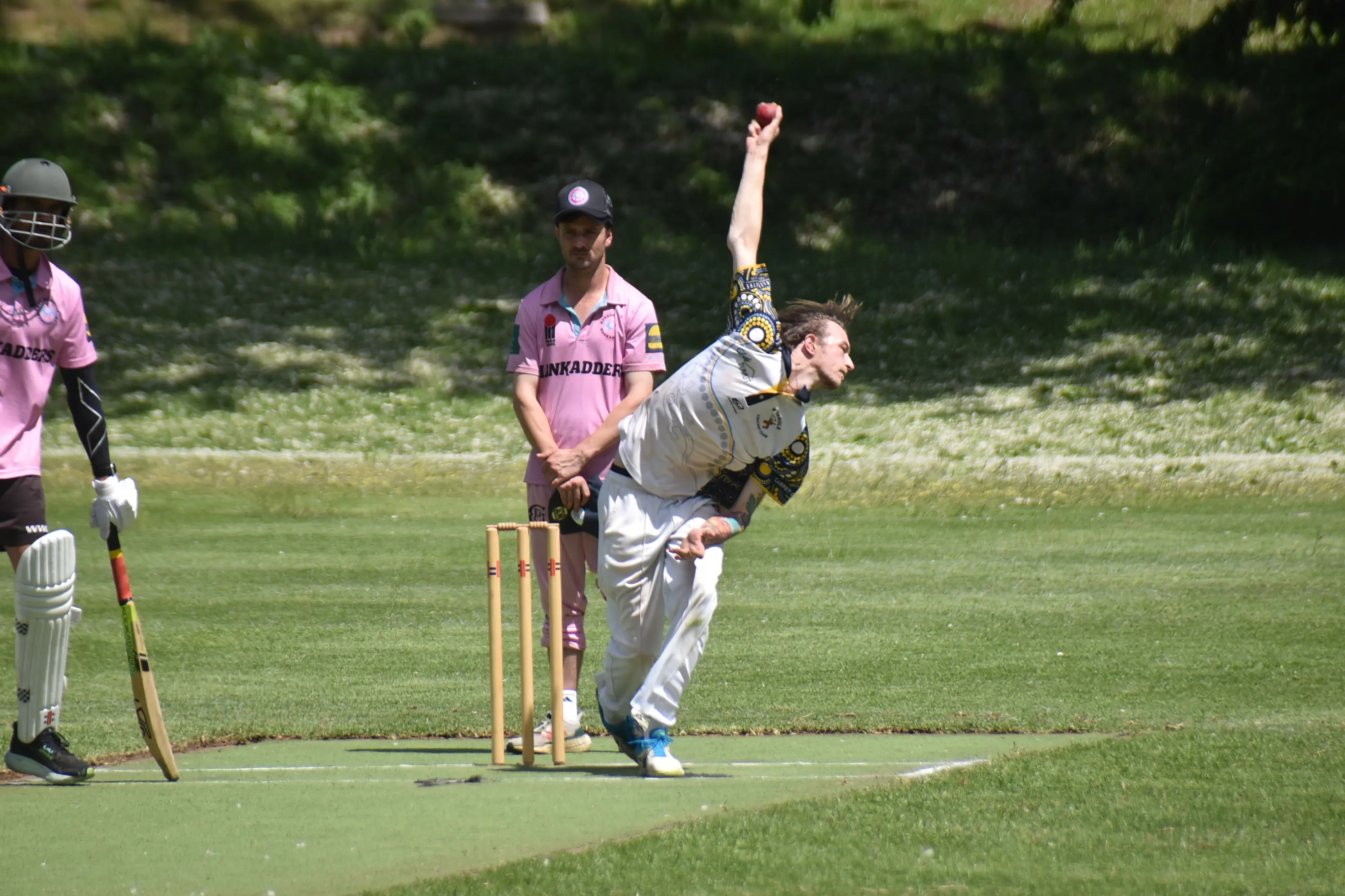 <p>Roan Butler fires down a ball during his excellent performance for Wyangle.</p>\\n