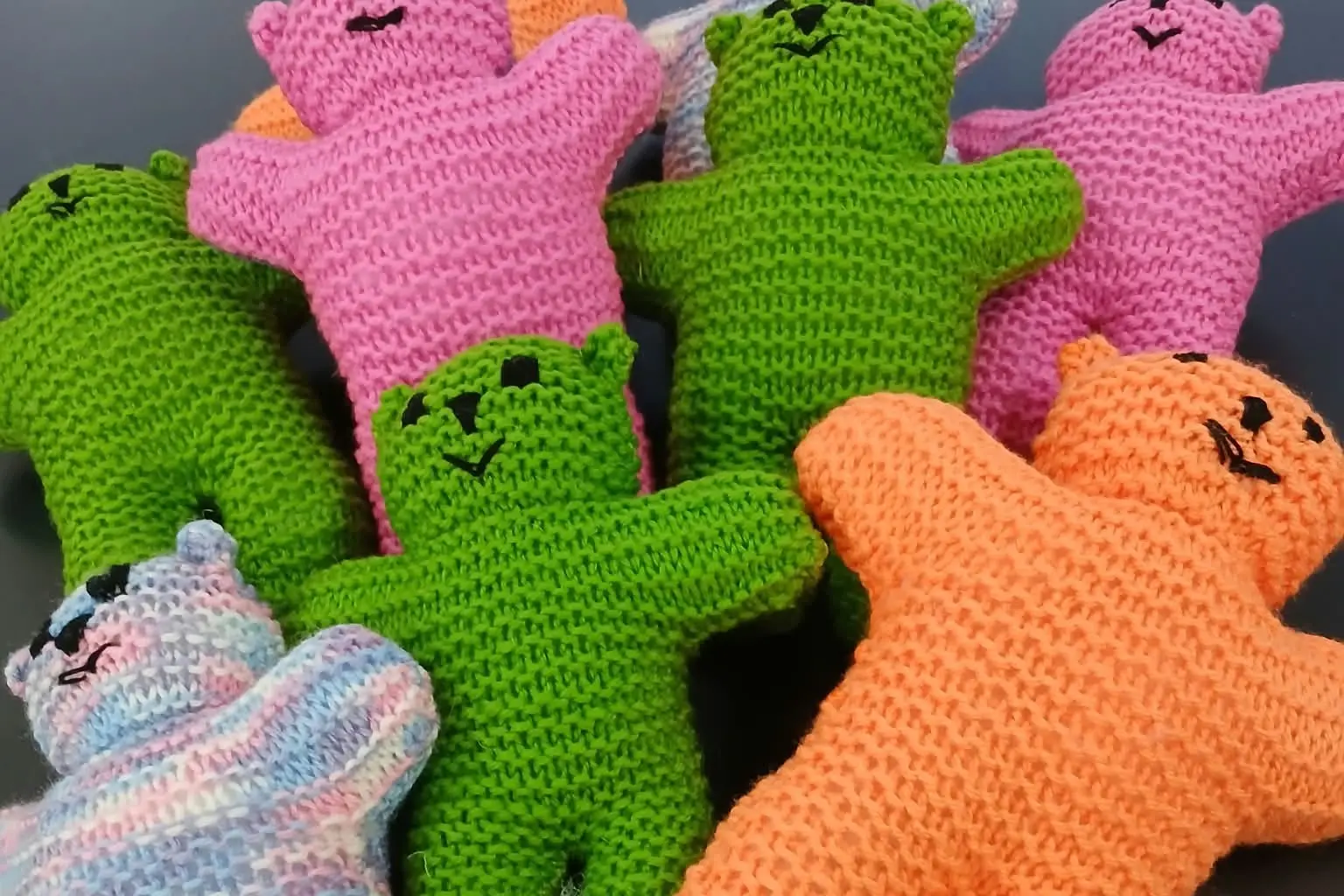 <p>Fifty Care Bears were knitted for the Christmas boxes.</p>\\n